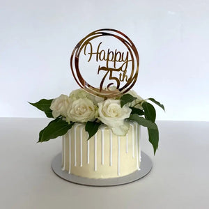 Acrylic Rose Gold 'Happy 75th' Birthday Cake Topper