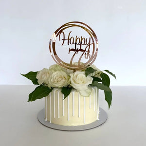 Acrylic Rose Gold 'Happy 77th' Birthday Cake Topper