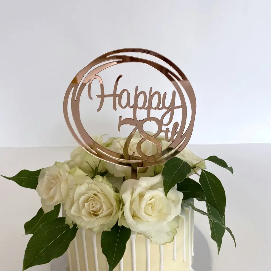 Acrylic Rose Gold 'Happy 78th' Birthday Cake Topper