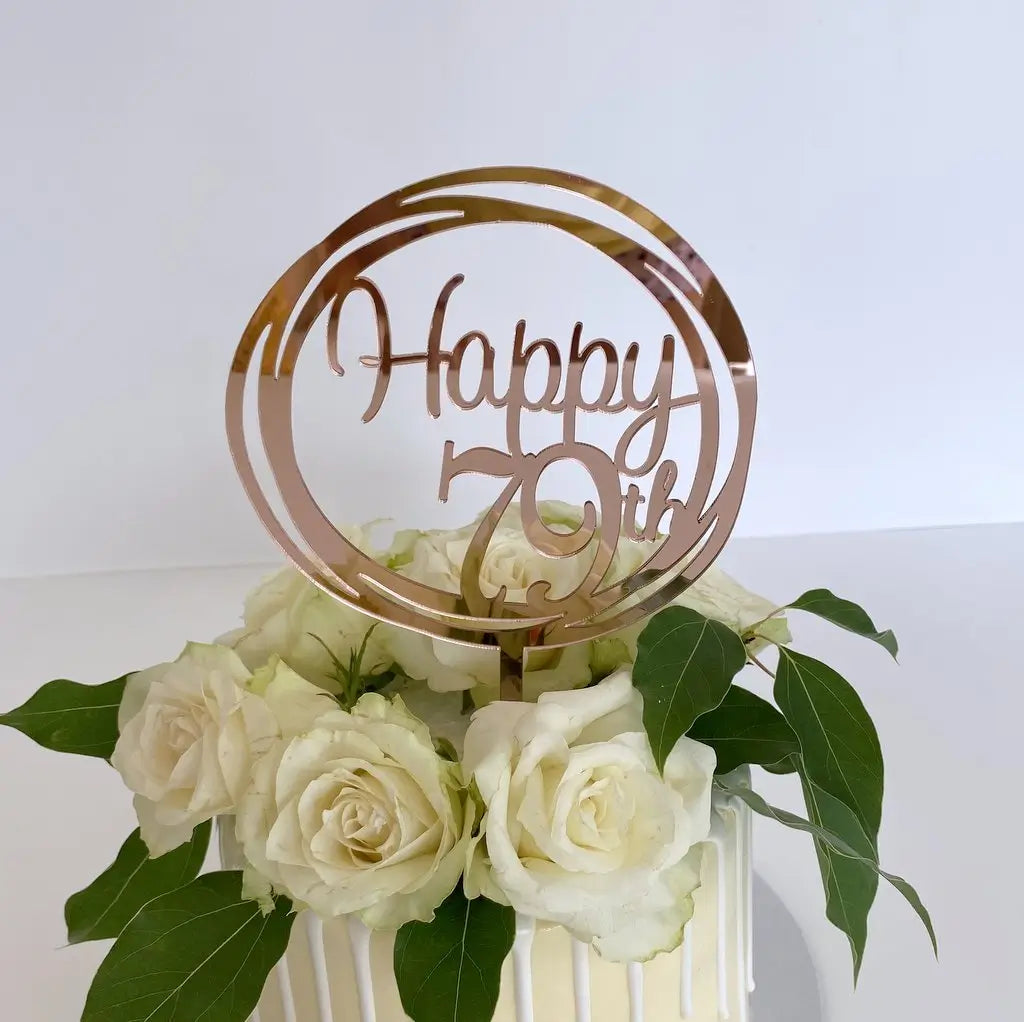 Acrylic Rose Gold 'Happy 79th' Cake Topper