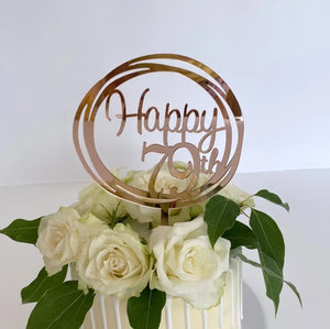 Acrylic Rose Gold 'Happy 79th' Cake Topper