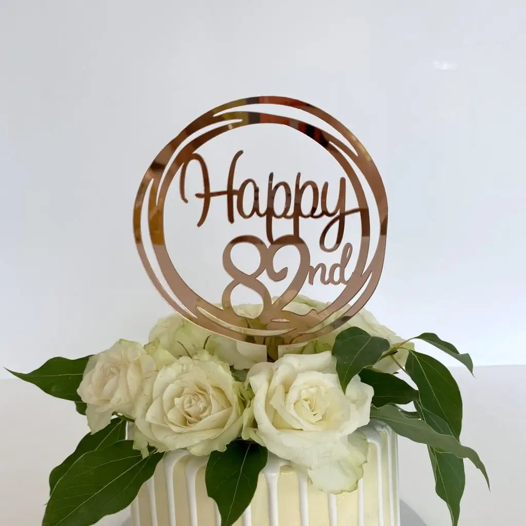 Acrylic Rose Gold 'Happy 82nd' Birthday Cake Topper