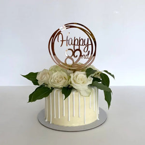 Acrylic Rose Gold 'Happy 82nd' Birthday Cake Topper