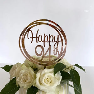 Acrylic Rose Gold 'Happy 94th' Birthday Cake Topper