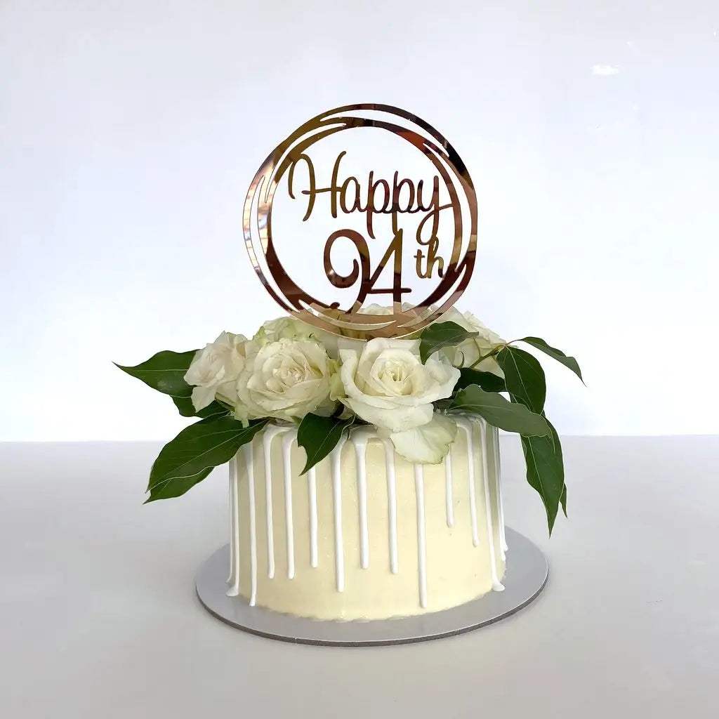 Acrylic Rose Gold 'Happy 94th' Birthday Cake Topper