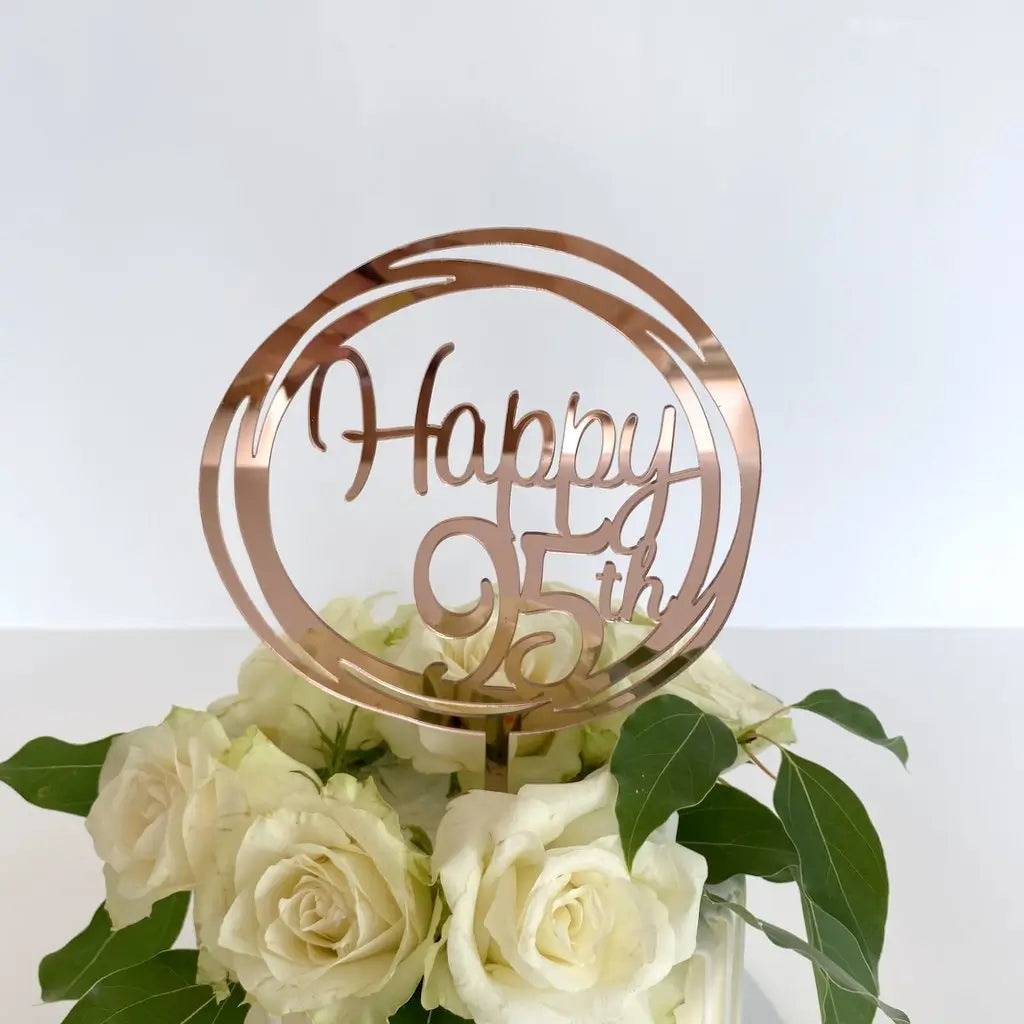 Acrylic Rose Gold 'Happy 95th' Birthday Cake Topper