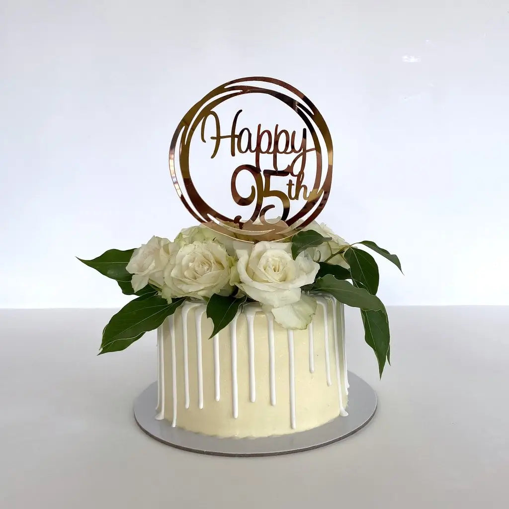 Acrylic Rose Gold 'Happy 95th' Birthday Cake Topper
