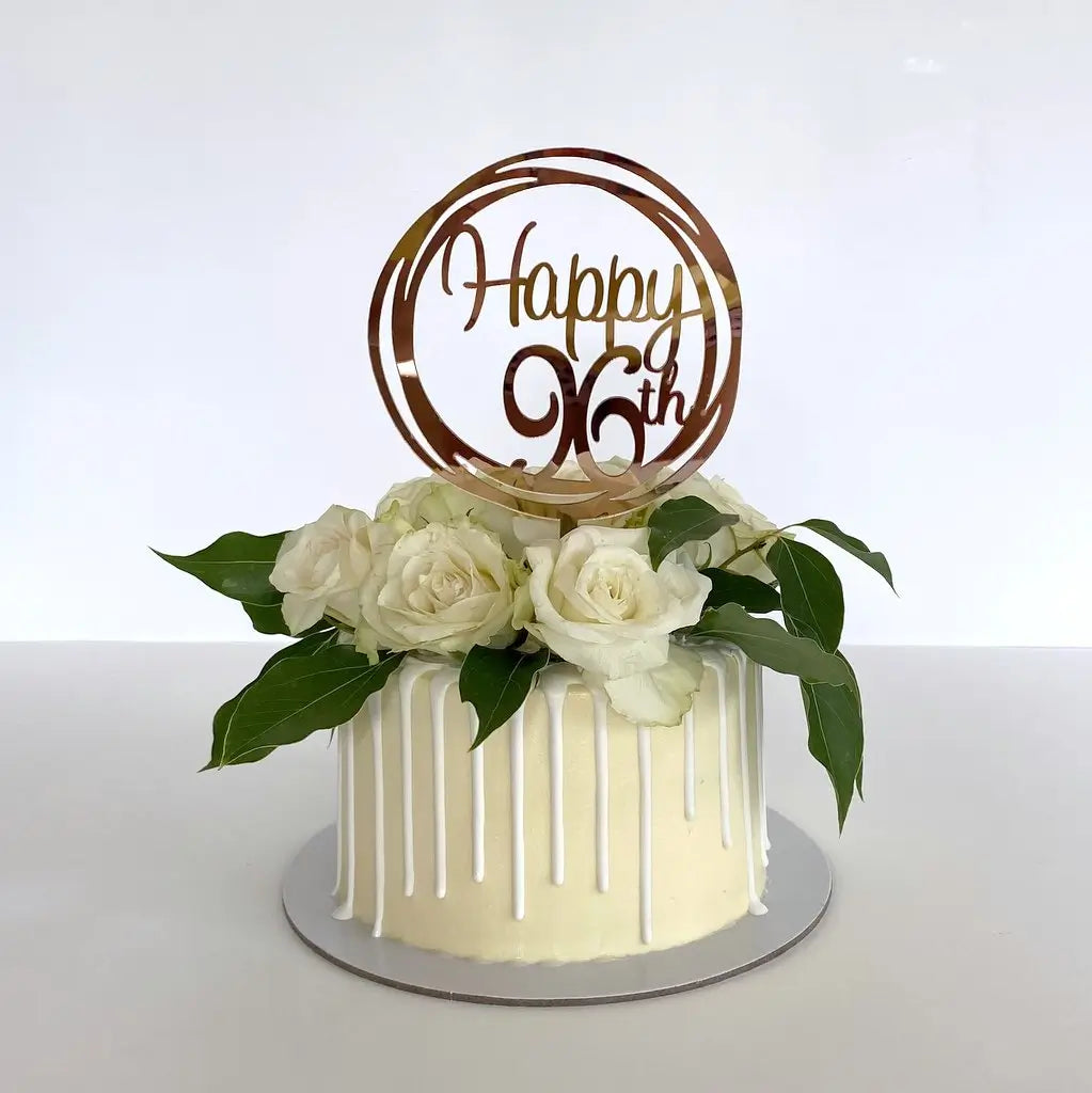 Acrylic Rose Gold 'Happy 96th' Birthday Cake Topper