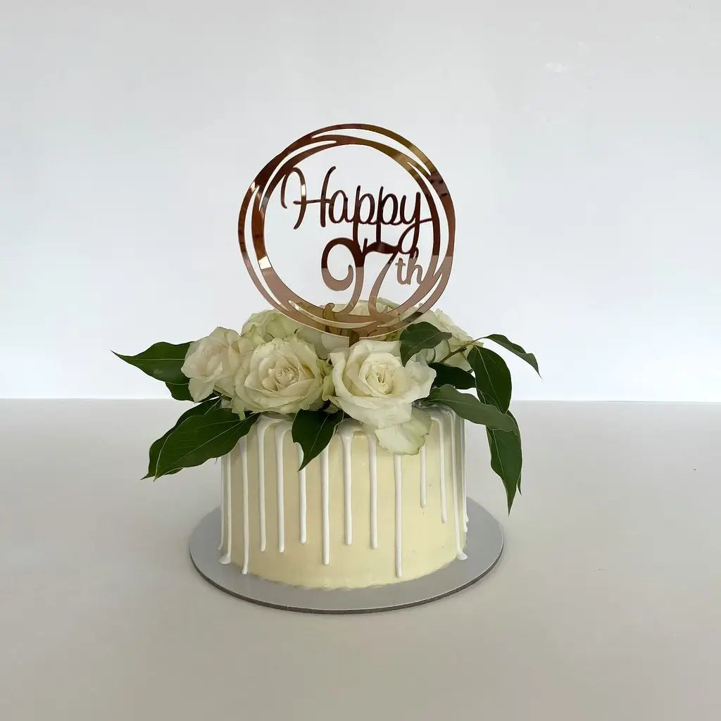 Acrylic Rose Gold 'Happy 97th' Birthday Cake Topper