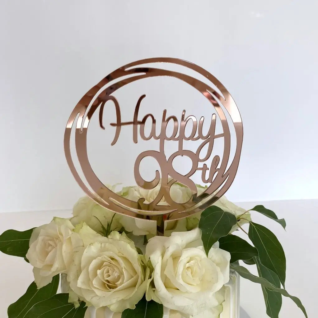 Acrylic Rose Gold 'Happy 98th' Birthday Cake Topper