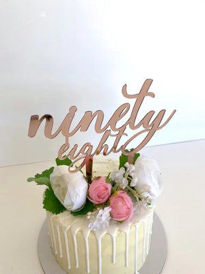 Acrylic Rose Gold Mirror 'ninety eight' Birthday Cake Topper