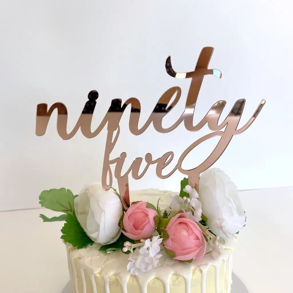 Acrylic Rose Gold Mirror 'ninety five' Birthday Cake Topper