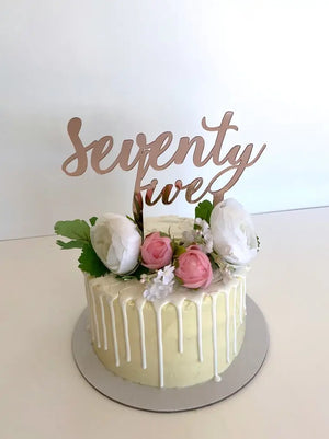 Acrylic Rose Gold Mirror 'seventy five' Birthday Cake Topper