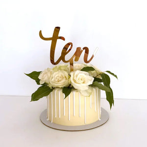 Acrylic Rose Gold Mirror 'Ten' Cake Topper