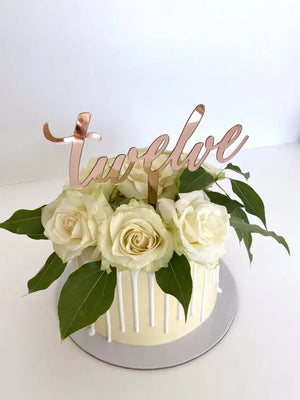 Acrylic Rose Gold Mirror 'Twelve' birthday Cake Topper