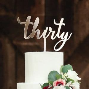 Acrylic Silver 'Thirty' Birthday Cake Topper