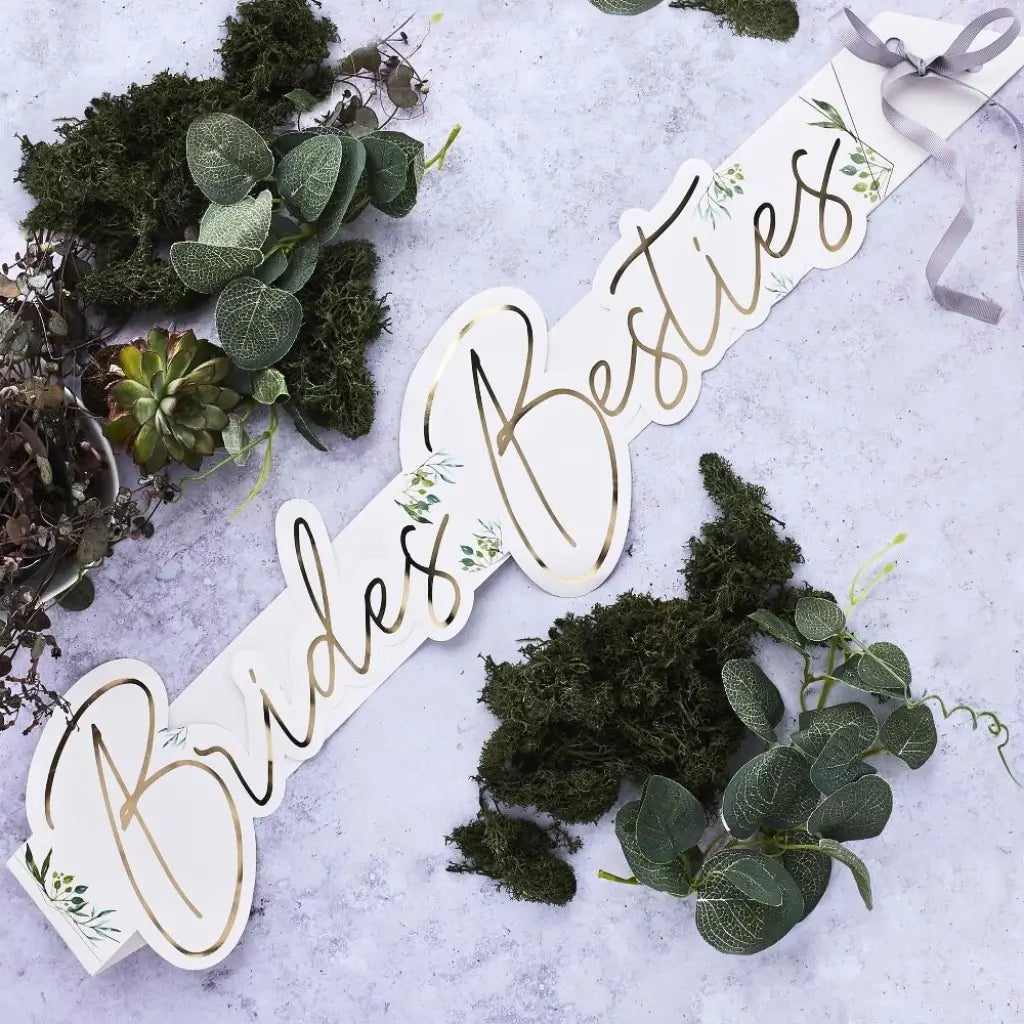 Boho Geometric Greenery Brides Besties Sash Set of 5