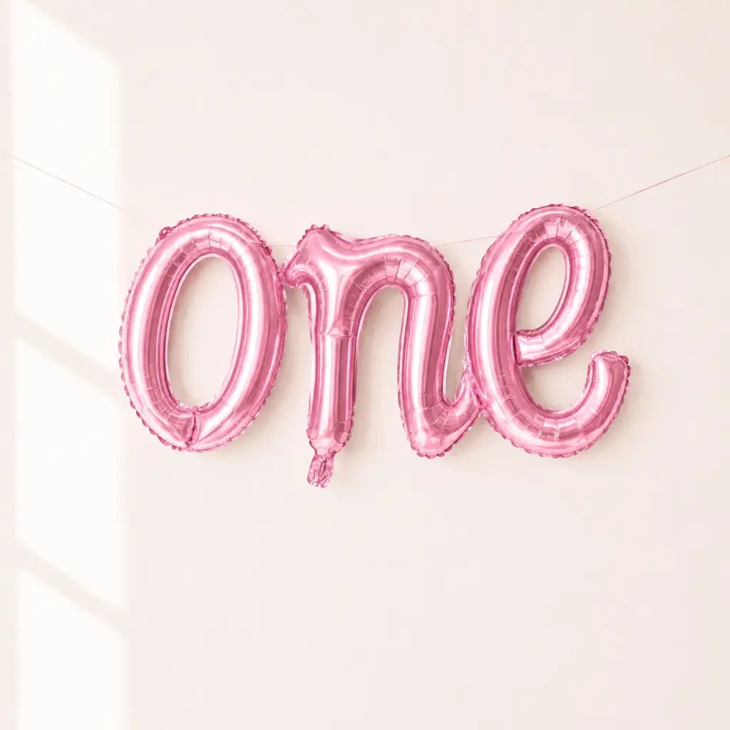 Pink 'one' Script First Birthday Party Foil Balloon