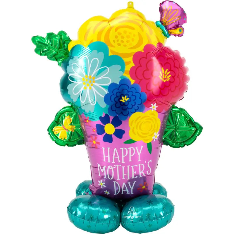 Jumbo Airloonz Happy Mother's Day Pretty Flower Pot Foil Balloon