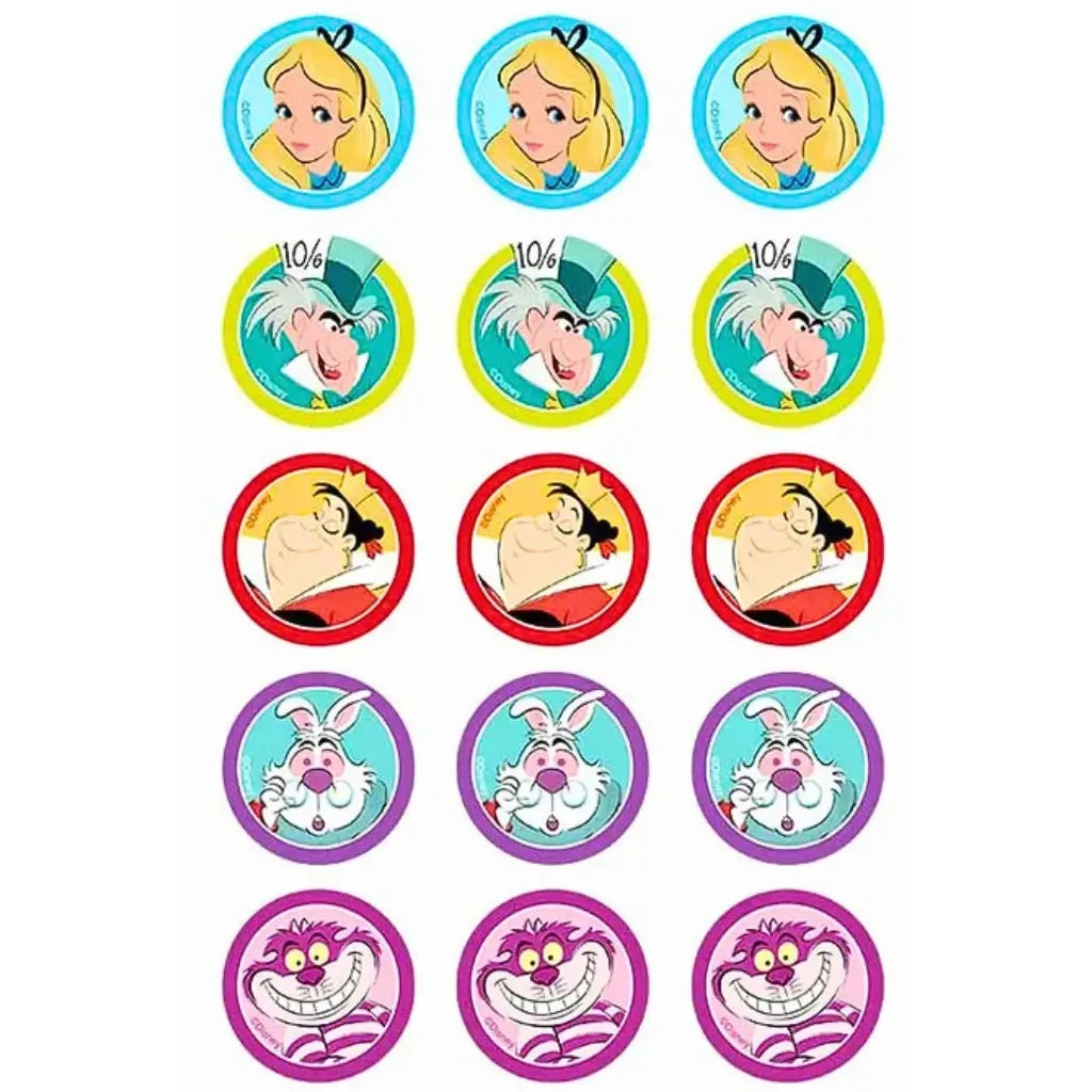 Alice in Wonderland edible cupcake toppers set of 15