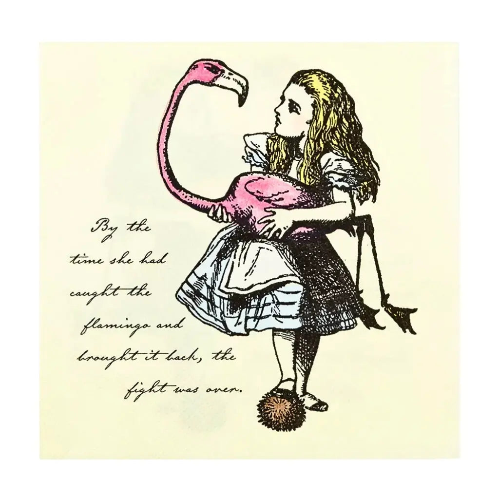 Truly Alice large luncheon napkins for Mad Hatter party with flamingo