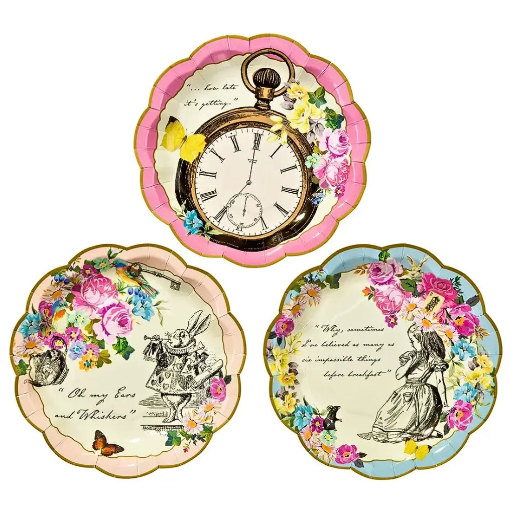 talking tables alice in wonderland Mad Hatter themed scalloped edge tableware