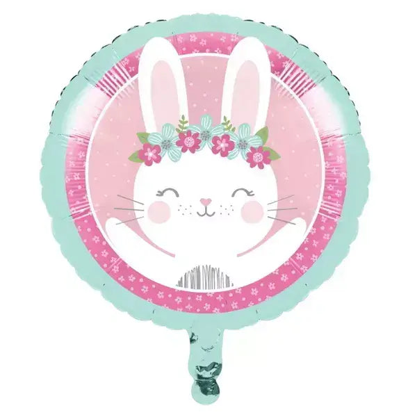 18-inch Floral Bunny Party Round Foil Balloon