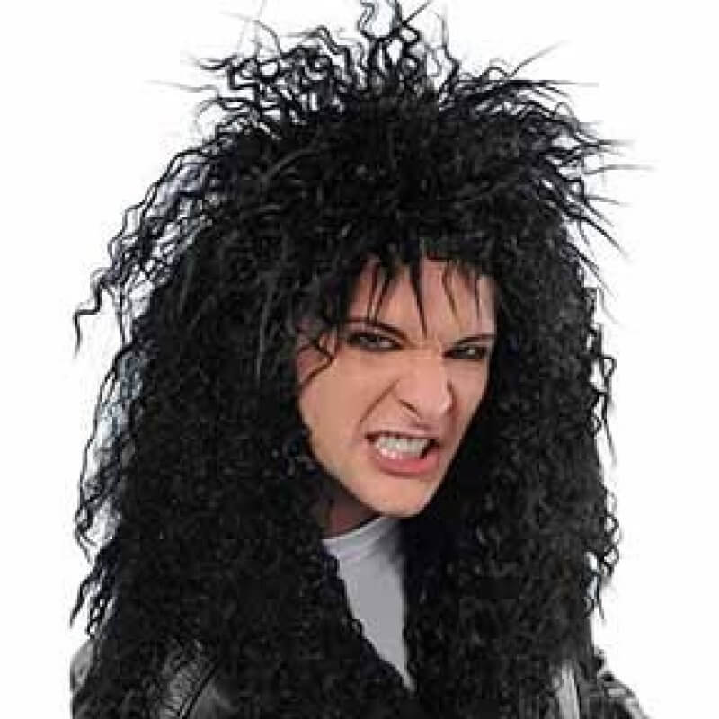 Amscan 80's Black Curly Rocker Wig