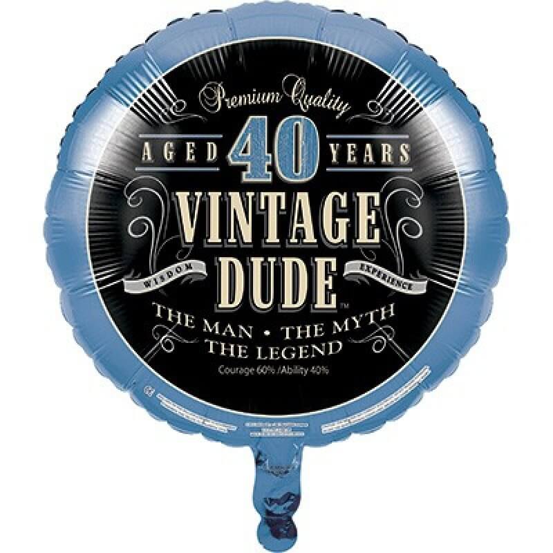 Amscan 45cm Vintage Dude 40th Birthday Foil Round Balloon