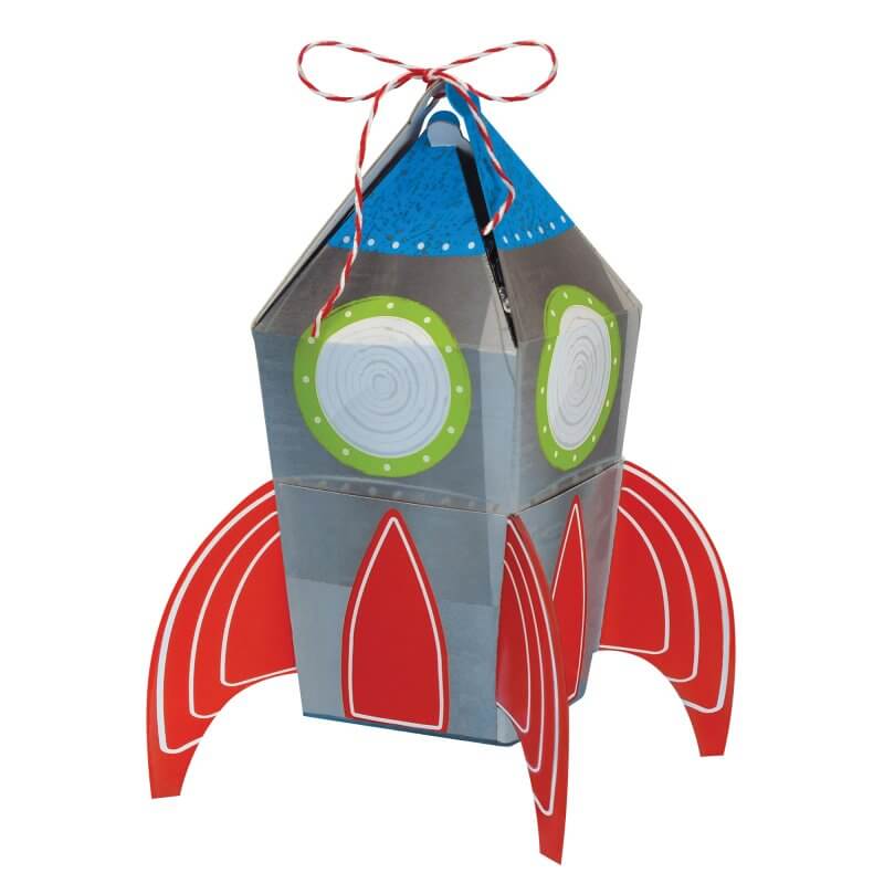 Amscan Blast Off Birthday 3D Rocket Favour Treat Boxes 8 Pack