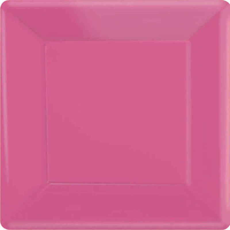 Square Paper Plates 17cm 20 Pack - Bright Pink