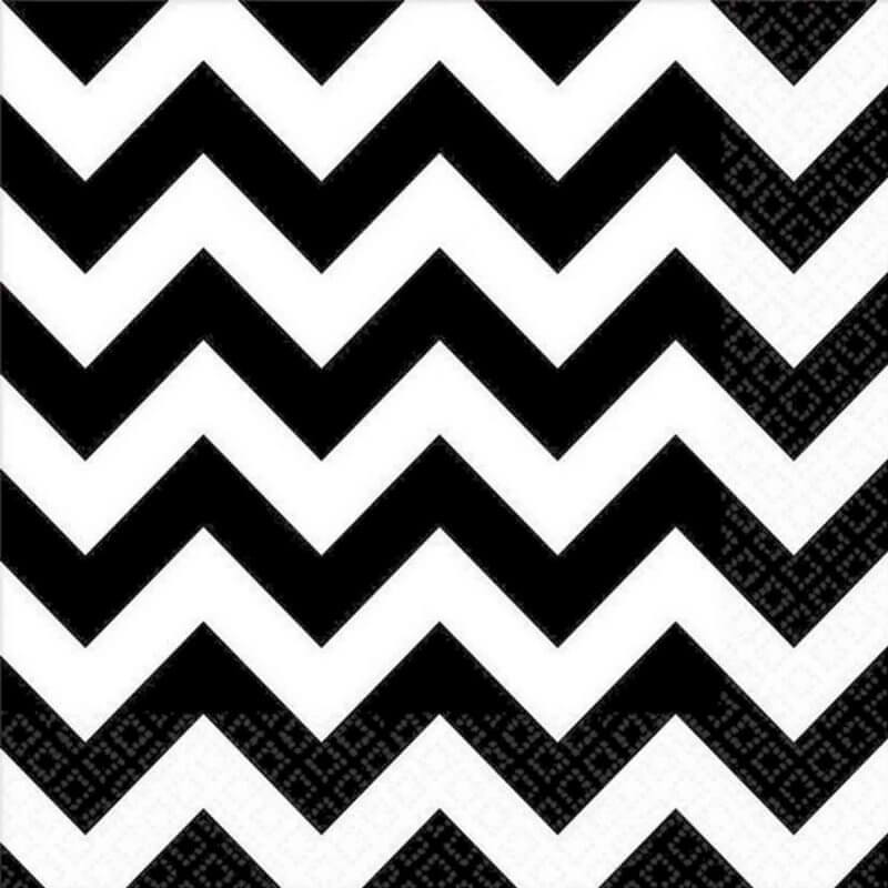 Chevron Lunch Napkins 16 Pack - Jet Black