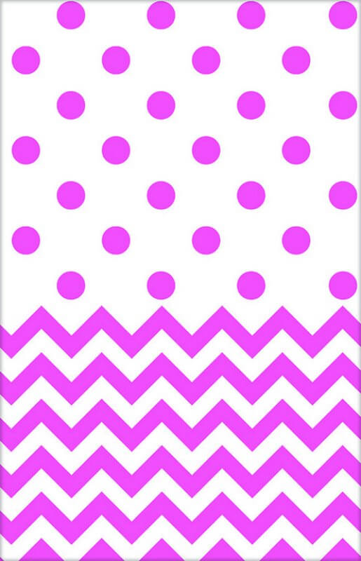 Chevron Polka Dot Plastic Tablecover - Bright Pink
