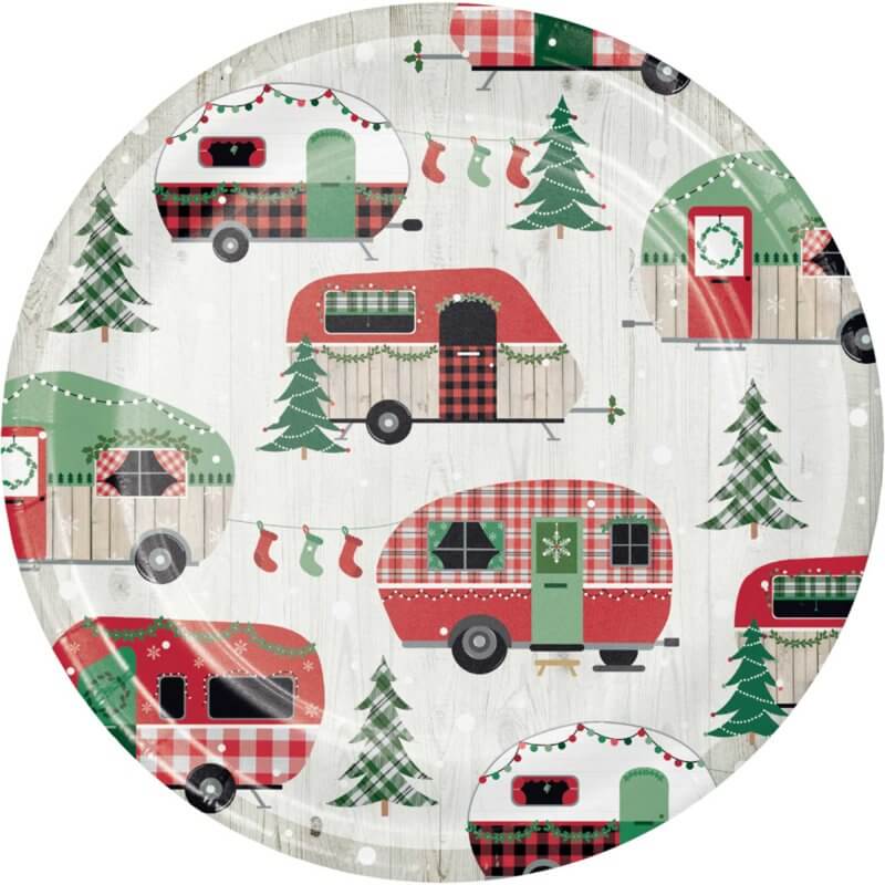 Christmas Campers Paper Lunch Plates 18cm 8 Pack