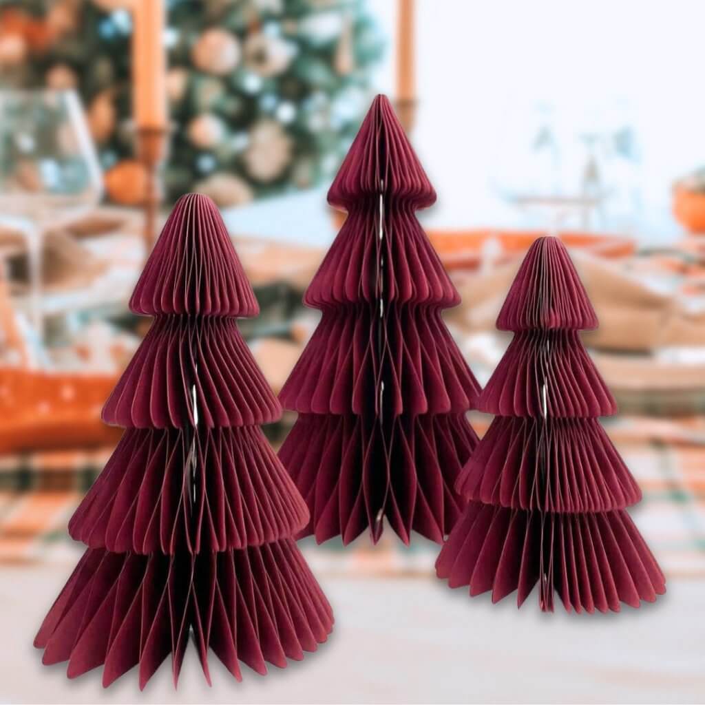 Decorative Red Christmas Tree Honeycomb 20cm