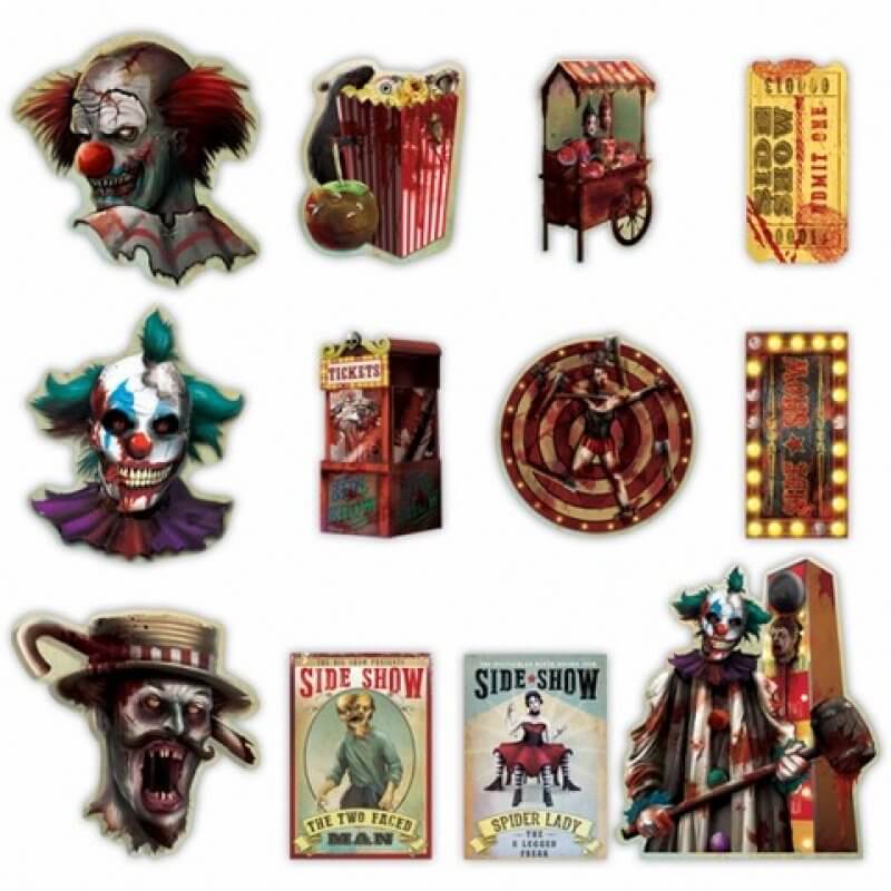 Creepy Carnival Side Show Cardboard Cutouts Value Pack