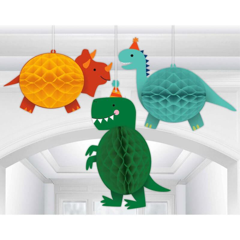 Amscan Dino-Mite Party Dinosaur Honeycomb Hanging Decorations