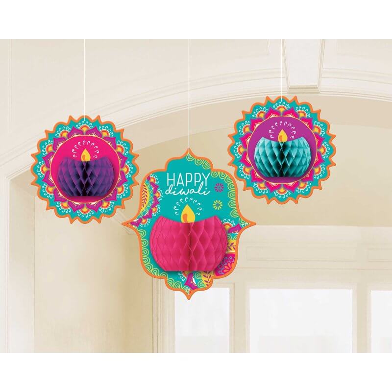 Amscan Diwali Honeycomb Hanging Decorations 3 PACK