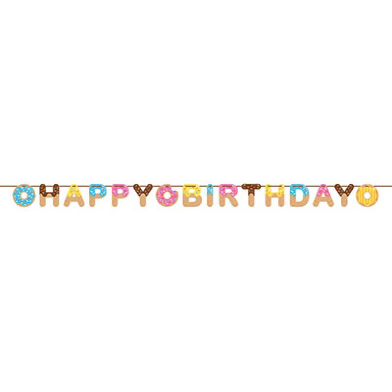 Donut Time Happy Birthday Ribbon Banner