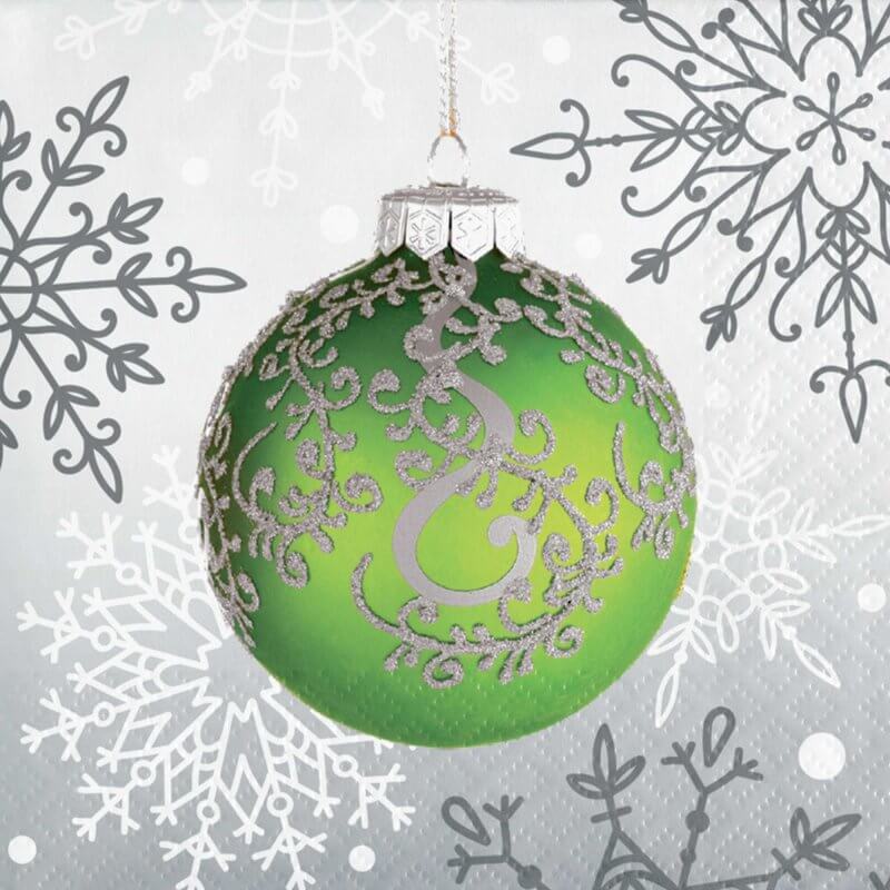 Elegant Bauble Ornaments Beverage Napkins 16 Pack