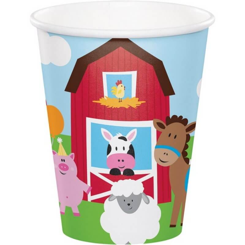 Amscan Farmhouse Fun Paper Cups 266ml 8 Pack