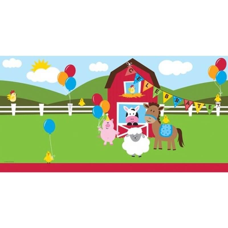 Amscan Farmhouse Fun Tablecover Border Print