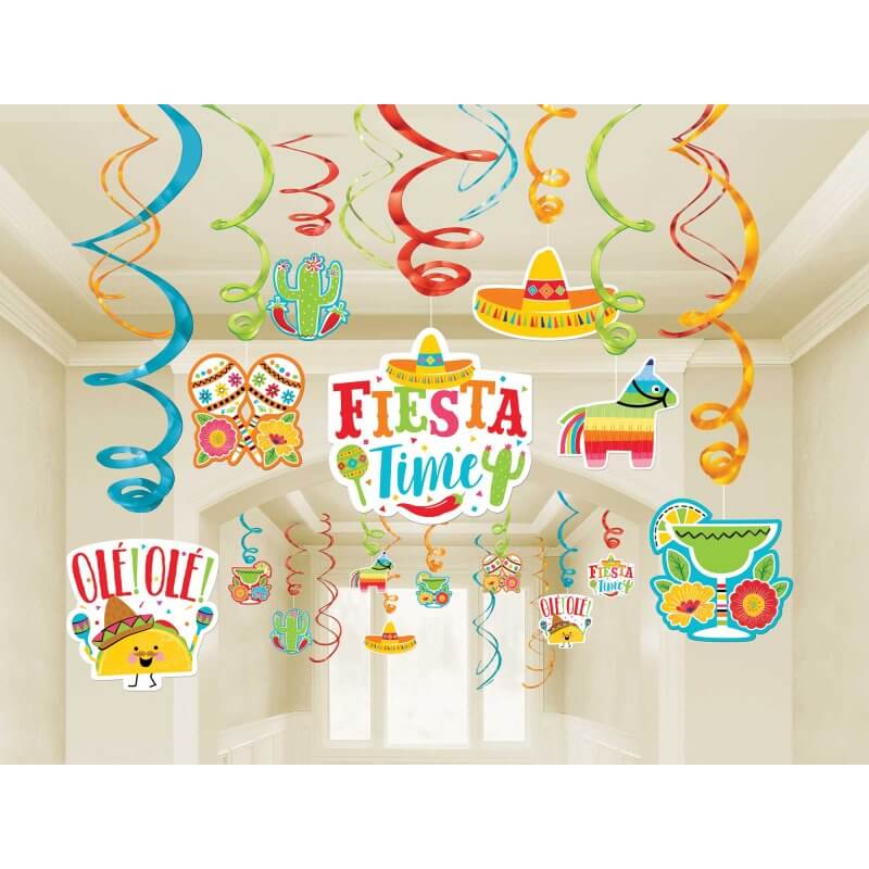 Amscan Fiesta Colourful Hanging Swirl Decorations Mega Value 30 Pack