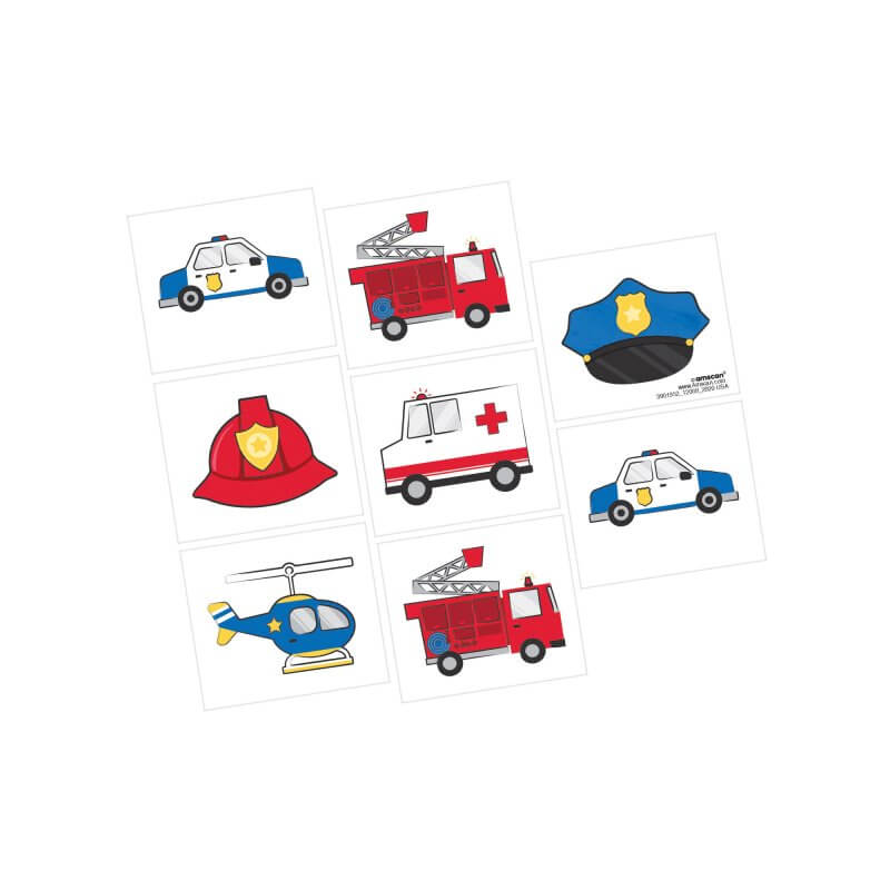 First Responders Temporary Tattoos 8 Pack