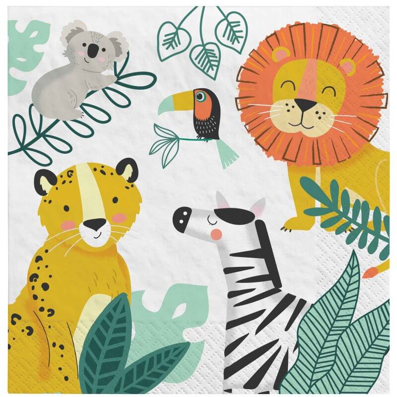 Get Wild Jungle Animal Lunch Napkins 16 Pack