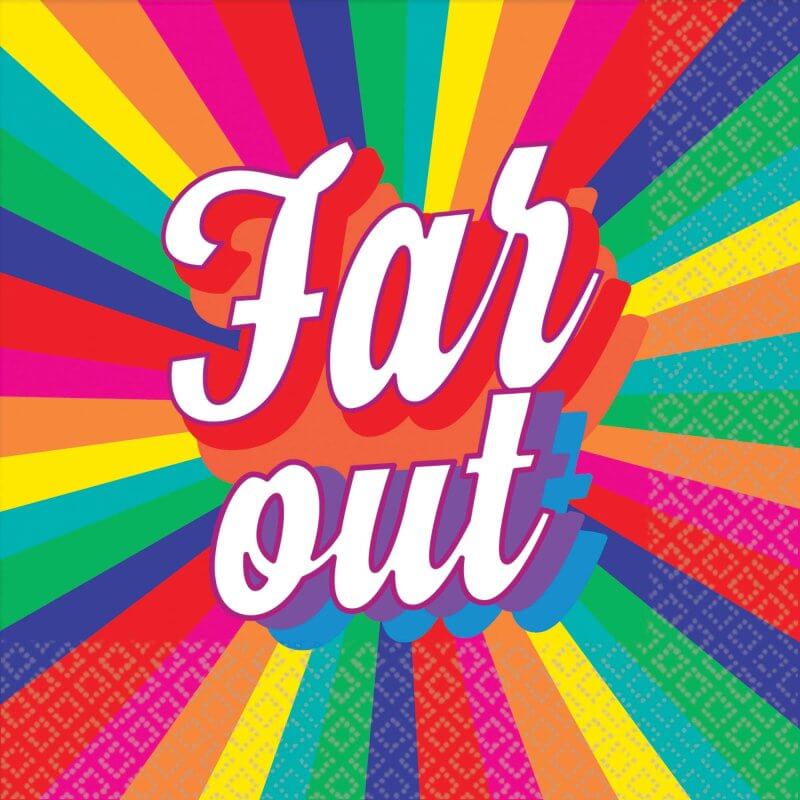 Good Vibes Only 70's 'Far Out' Beverage Napkins 16 Pack