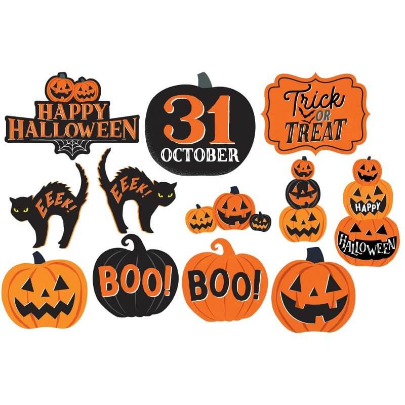 Halloween Classic Orange & Black Cardboard Cutouts Value Pack