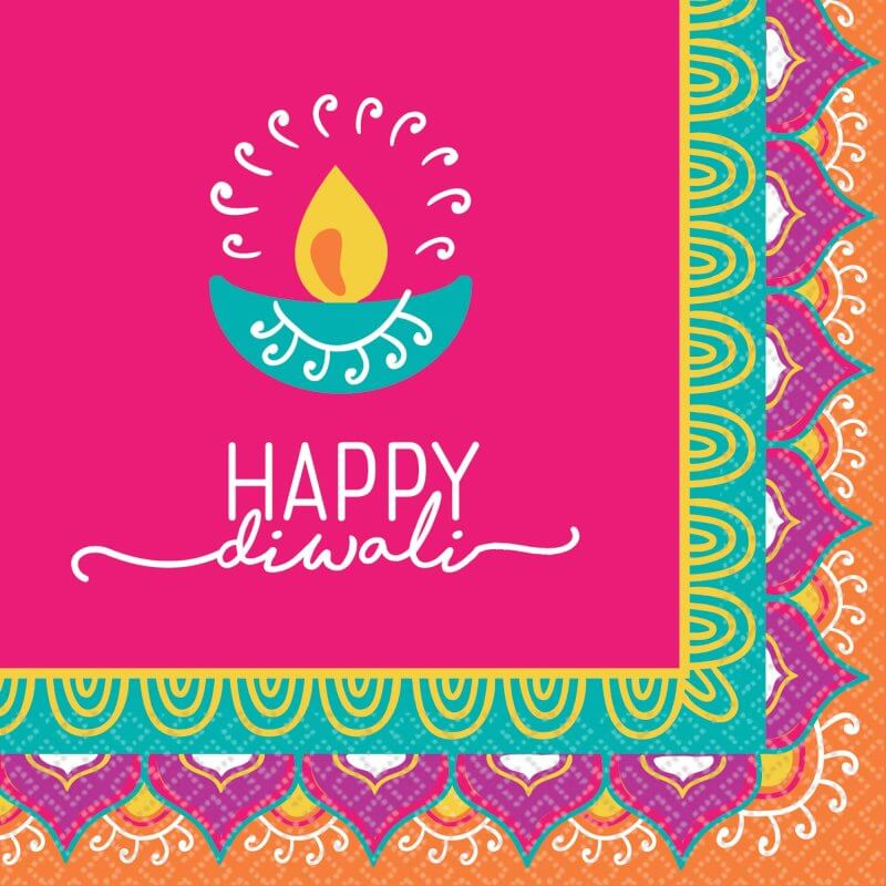 Amscan Happy Diwali Beverage Napkins 16 Pack