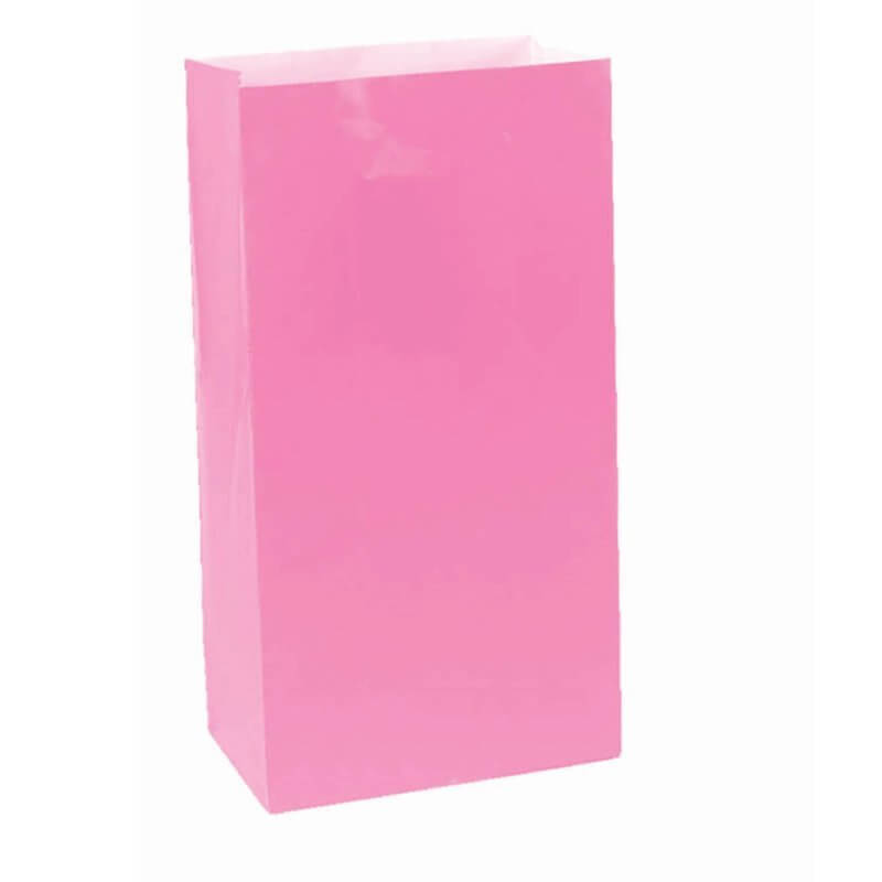 Large Paper Treat Bags 12pk - Bright Pink