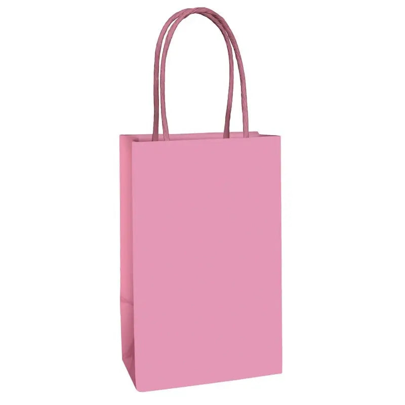 Large New Pink Paper Treat Bags with Handles 12pk